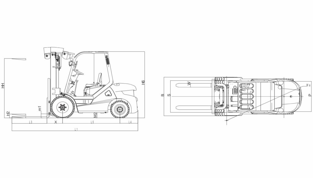 LG25DT Forklift Drawing